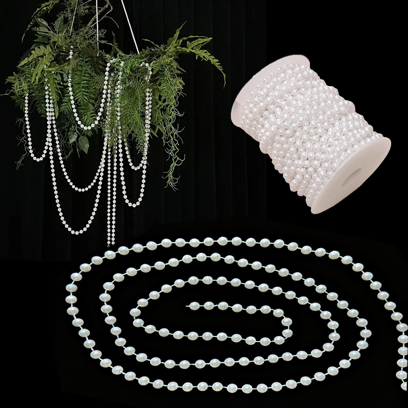 Pearl Trim Chain - 5 متر/مجموعة سلسلة اللؤلؤ الأبيض 4/5/6