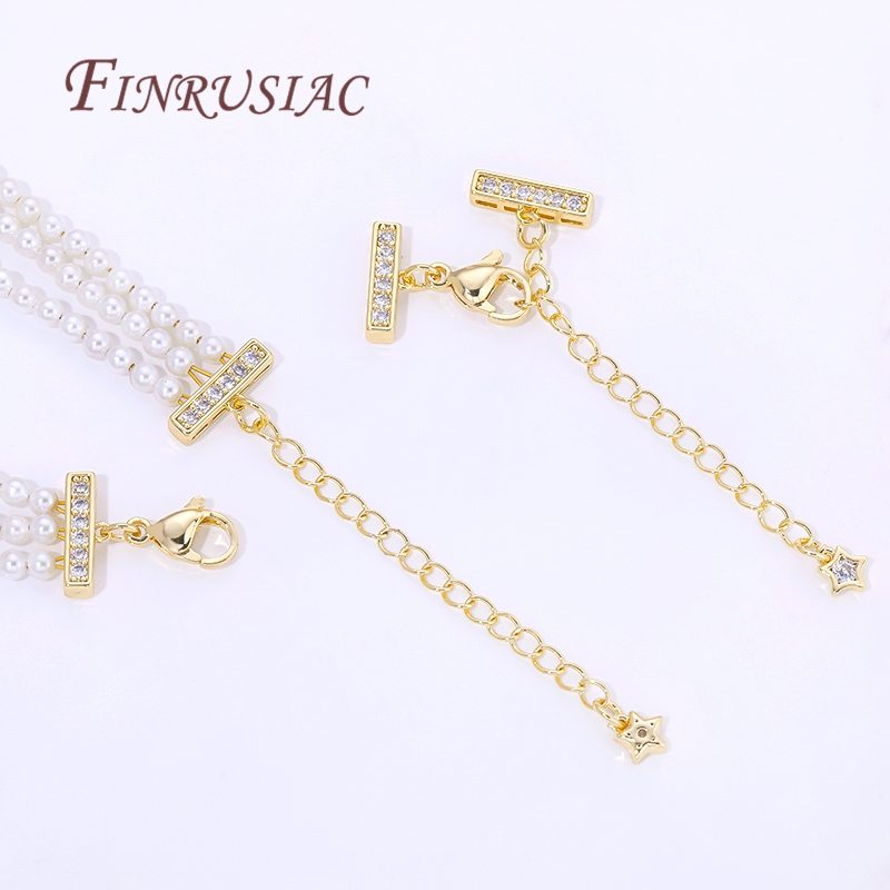 Pearl Trim Chain - موصلات قلادات لؤلؤ ثلاثية الصفوف مطلية