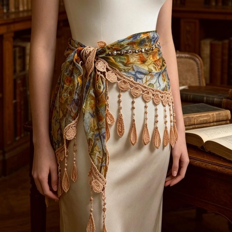 Tassel Fringe Trim - وشاح بوهيمي مثلث الشكل مزود بشراشيب