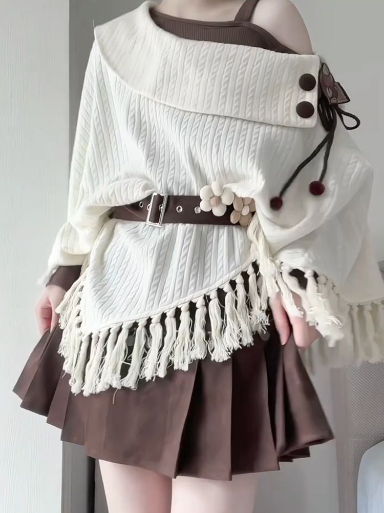 طقم نسائي ياباني عتيق من موري  - مراجعة Tassel Fringe Trim وسعره