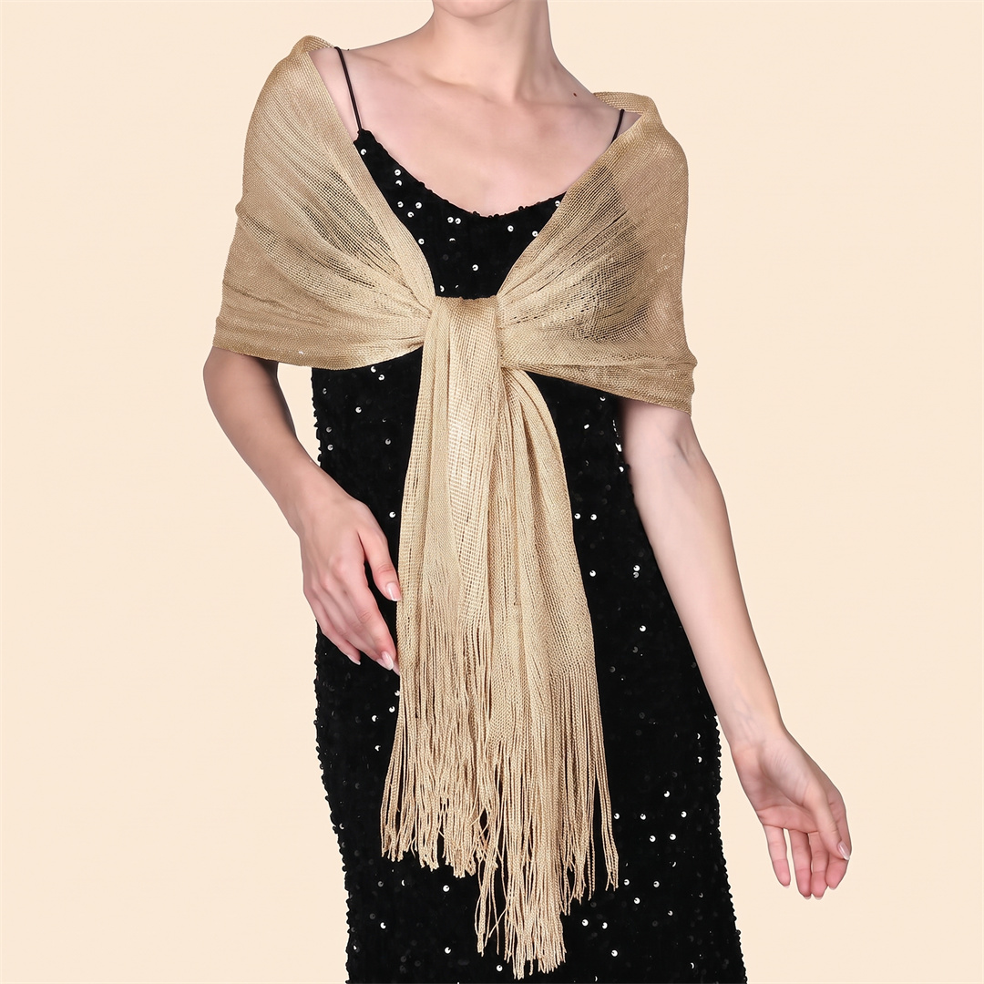 شال حجاب أنيق لامع للحماية من  - مراجعة Tassel Fringe Trim وسعره