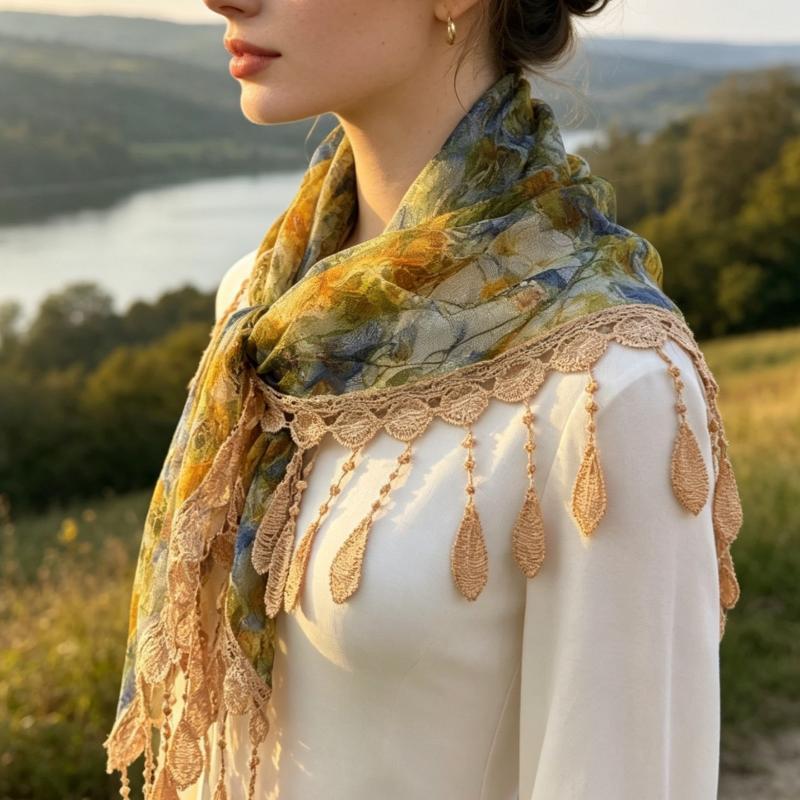 وشاح بوهيمي مثلث الشكل مزود بش - مراجعة Tassel Fringe Trim وسعره